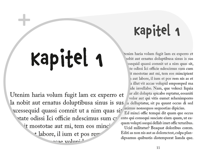 Exempel kapitel design barnbok variant lustig-förstoring