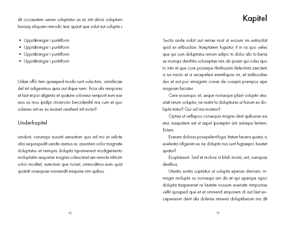Exempel underkapitel design vägledningsbok variant klassisk