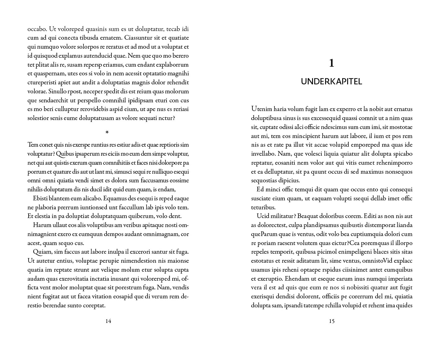 Exempel kapitel numrerad design skönlitteratur universal variant modern