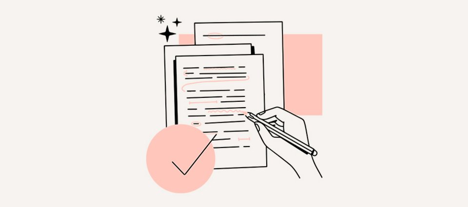 Illustration av en textkorrigering