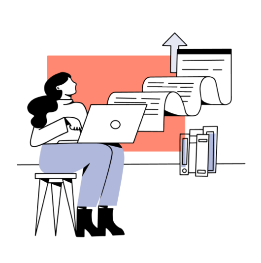 Illustration av en författare som ger ut sin bok